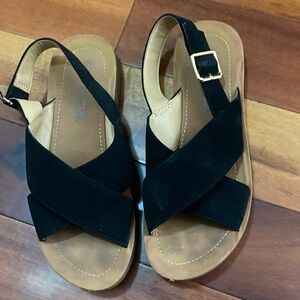 Soda Black Sandals with Buckle Size 6